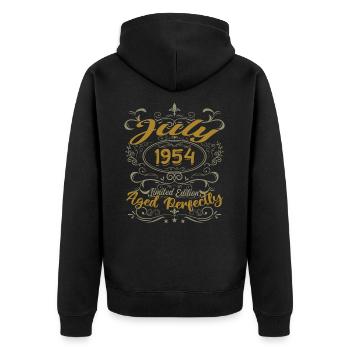 Juli 1954 Geburtstag Juli 1954 Geschenk 1954 - Unisex Premium Bio Zip Hoodie - Schwarz - Hinten - Nico (187cm)