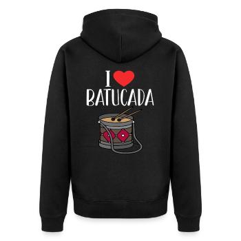 Batucada Drum Humor - Unisex Premium Organic Zip Hoodie - black - Back - Nico (187cm)