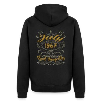 Juli 1967 Geburtstag Juli 1967 Geschenk 1967 - Unisex Premium Bio Zip Hoodie - Schwarz - Hinten - Nico (187cm)