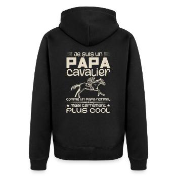 Papa Reiter Papa Normal Reiten - Unisex Premium Bio Zip Hoodie - Schwarz - Hinten - Nico (187cm)
