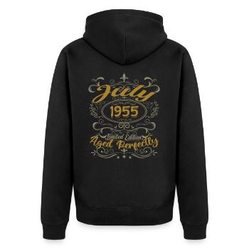 Juillet 1955 Anniversaire Juillet 1955 Cadeau 1955 - Veste à capuche bio Premium Unisexe - noir - Dos - Nico (187cm)