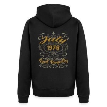 Juillet 1978 Anniversaire Juillet 1978 Cadeau 1978 - Veste à capuche bio Premium Unisexe - noir - Dos - Nico (187cm)