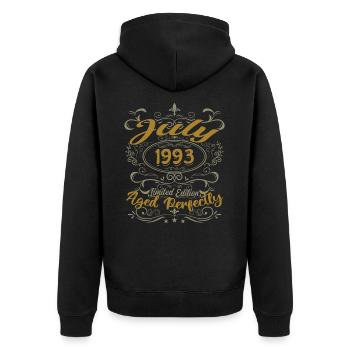 Juillet 1993 Anniversaire Juillet 1993 Cadeau 1993 - Veste à capuche bio Premium Unisexe - noir - Dos - Nico (187cm)