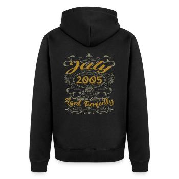 Juillet 2005 Anniversaire Juillet 2005 Cadeau 2005 - Veste à capuche bio Premium Unisexe - noir - Dos - Nico (187cm)