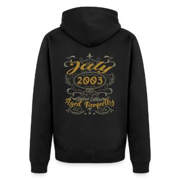 Juli 2003 Geburtstag Juli 2003 Geschenk 2003 - Unisex Premium Bio Zip Hoodie - Schwarz - Hinten - Nico (187cm)