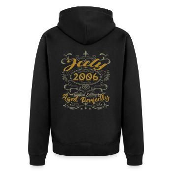 July 2006 Birthday July 2006 Gift 2006 - Unisex Premium Organic Zip Hoodie - black - Back - Nico (187cm)