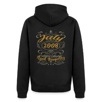 Juli 2008 Geburtstag Juli 2008 Geschenk 2008 - Unisex Premium Bio Zip Hoodie - Schwarz - Hinten - Nico (187cm)