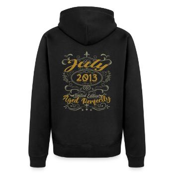 Juli 2013 Geburtstag Juli 2013 Geschenk 2013 - Unisex Premium Bio Zip Hoodie - Schwarz - Hinten - Nico (187cm)