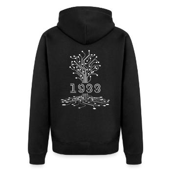 1988 Gaming-Geburtstagsgeschenk, 1988 Gamer-Geschenk - Unisex Premium Bio Zip Hoodie - Schwarz - Hinten - Nico (187cm)