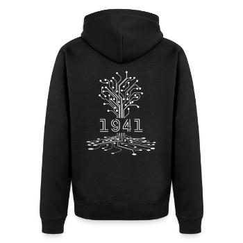 1941 Gaming Geburtstagsgeschenk, 1941 Gamer Geschenk - Unisex Premium Bio Zip Hoodie - Schwarz - Hinten - Nico (187cm)