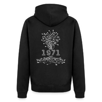 1971 Gaming Geburtstagsgeschenk, 1971 Gamer Geschenk - Unisex Premium Bio Zip Hoodie - Schwarz - Hinten - Nico (187cm)