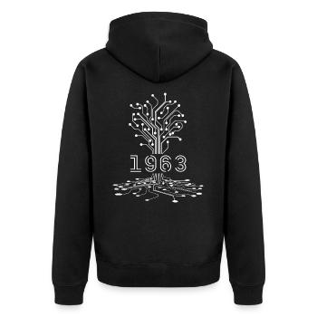 1963 Gaming Geburtstagsgeschenk, 1963 Gamer Geschenk - Unisex Premium Bio Zip Hoodie - Schwarz - Hinten - Nico (187cm)