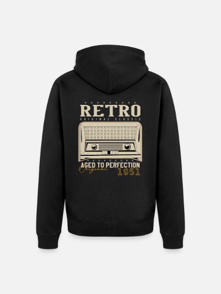 Retro 1951 Geburtstagsgeschenk 1951 Jahrgang 1951 - Unisex Premium Bio Zip Hoodie - Schwarz