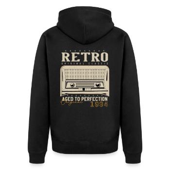 Retro 1984 Birthday Gift 1984 Vintage 1984 - Unisex Premium Organic Zip Hoodie - black - Back - Nico (187cm)