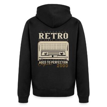 Retro 2000 Geburtstagsgeschenk 2000 Jahrgang 2000 - Unisex Premium Bio Zip Hoodie - Schwarz - Hinten - Nico (187cm)