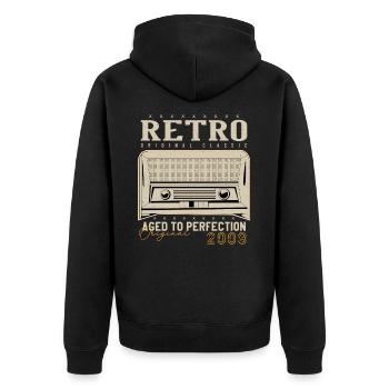 Retro 2008 Geburtstagsgeschenk 2008 Jahrgang 2008 - Unisex Premium Bio Zip Hoodie - Schwarz - Hinten - Nico (187cm)