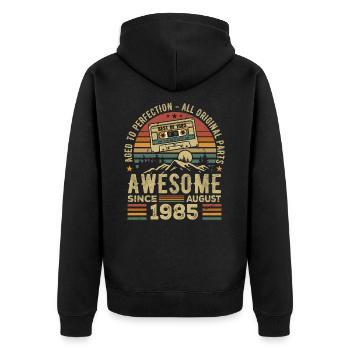 Né en Août 1985 Cadeau Anniversaire Août 1985 Août - Veste à capuche bio Premium Unisexe - noir - Dos - Nico (187cm)