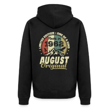 August 1962 Vintage 1962 August Birthday Gift - Unisex Premium Organic Zip Hoodie - black - Back - Nico (187cm)