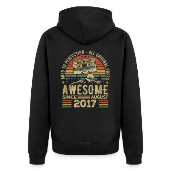 Born in August 2017 Birthday Gift August 2017 August - Unisex Premium Organic Zip Hoodie - black - Back - Nico (187cm)