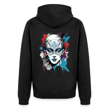 « Coloré et enveloppé : le nouveau look » - Veste à capuche bio Premium Unisexe - noir - Dos - Nico (187cm)