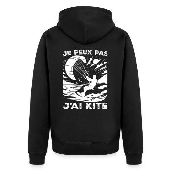 I Can't I Kite Gift Humor Kitesurfer - Unisex Premium Organic Zip Hoodie - black - Back - Nico (187cm)