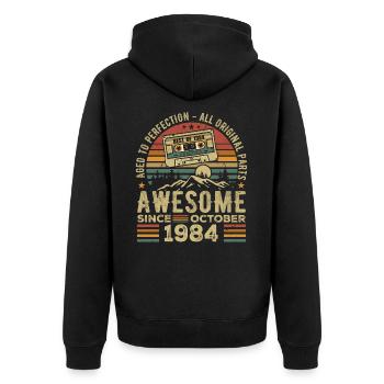 October 1984 Birthday Gift October 1984 - Unisex Premium Organic Zip Hoodie - black - Back - Nico (187cm)