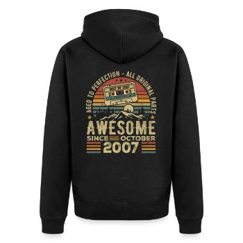 October 2007 Birthday Gift October 2007 - Unisex Premium Organic Zip Hoodie - black - Back - Nico (187cm)