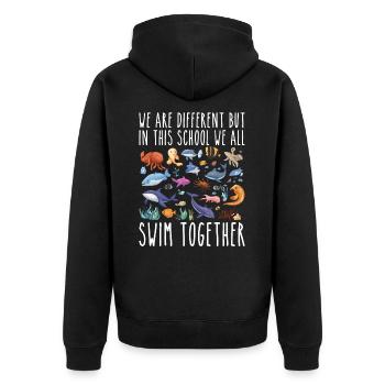 We Are Different But In This School Funny Teacher - Veste à capuche bio Premium Unisexe - noir - Dos - Nico (187cm)