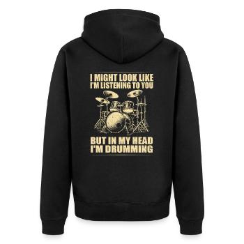 Batteur Drummer Drums Drumsticks Drumming - Unisex Premium Bio Zip Hoodie - Schwarz - Hinten - Nico (187cm)