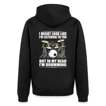 Batteur Drummer Drums Drumsticks Drumming - Unisex Premium Bio Zip Hoodie - Schwarz - Hinten - Nico (187cm)