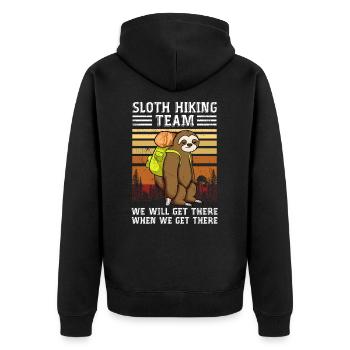 Sloth Hiking Team We Will Get There When We Get - Unisex Premium Organic Zip Hoodie - black - Back - Nico (187cm)