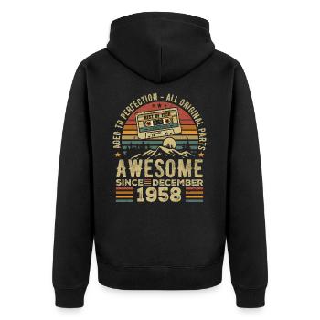 Birthday December 1958 | December 1958 Gift - Unisex Premium Organic Zip Hoodie - black - Back - Nico (187cm)