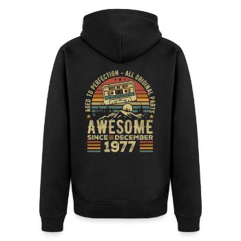 Birthday December 1977 | December 1977 Gift - Unisex Premium Organic Zip Hoodie - black - Back - Nico (187cm)