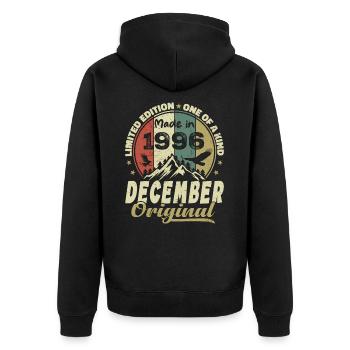 Vintage Cadeau Anniversaire Rétro - Décembre 1996 - Veste à capuche bio Premium Unisexe - noir - Dos - Nico (187cm)
