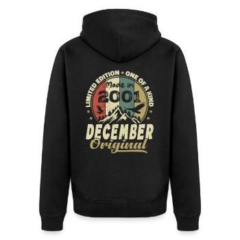Vintage Retro Anniversary Gift - December 2001 - Unisex Premium Organic Zip Hoodie - black - Back - Nico (187cm)
