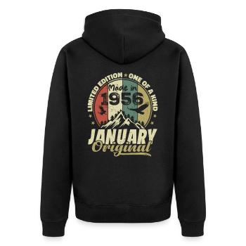 Geburtstag Januar 1956 - Original Januar 1956 - Unisex Premium Bio Zip Hoodie - Schwarz - Hinten - Nico (187cm)