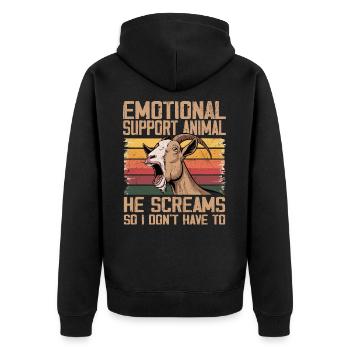Tier zur emotionalen Unterstützung - Unisex Premium Bio Zip Hoodie - Schwarz - Hinten - Nico (187cm)