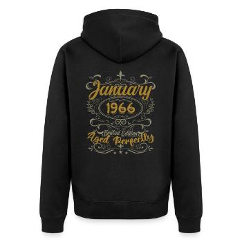 January Birthday Gift Born In January 1966 - Unisex Premium Organic Zip Hoodie - black - Back - Nico (187cm)