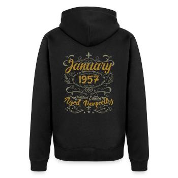 January Birthday Gift Born In January 1967 - Unisex Premium Organic Zip Hoodie - black - Back - Nico (187cm)