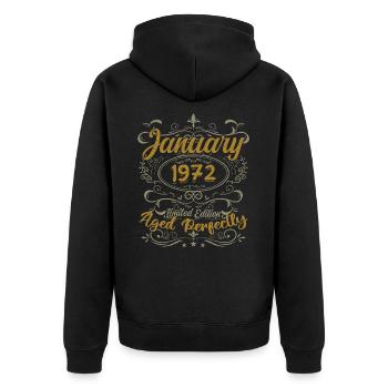 January Birthday Gift Born In January 1972 - Unisex Premium Organic Zip Hoodie - black - Back - Nico (187cm)