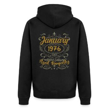 Janvier Cadeau D'anniversaire Nées En Janvier 1976 - Veste à capuche bio Premium Unisexe - noir - Dos - Nico (187cm)