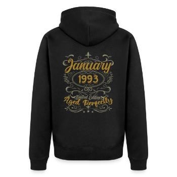 January Birthday Gift Born In January 1993 - Unisex Premium Organic Zip Hoodie - black - Back - Nico (187cm)