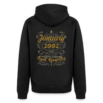 January Birthday Gift Born In January 2002 - Unisex Premium Organic Zip Hoodie - black - Back - Nico (187cm)