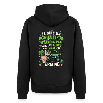 Landwirt Traktor Landwirte Ich bin Landwirt - Unisex Premium Bio Zip Hoodie - Schwarz - Hinten - Nico (187cm)