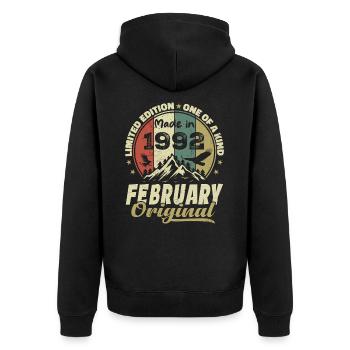 February 1992 - Jubilee 1992 Vintage February 1992 - Unisex Premium Organic Zip Hoodie - black - Back - Nico (187cm)