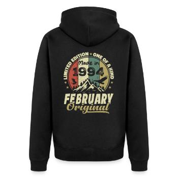 February 1994 - Jubilee 1994 Vintage February 1994 - Unisex Premium Organic Zip Hoodie - black - Back - Nico (187cm)