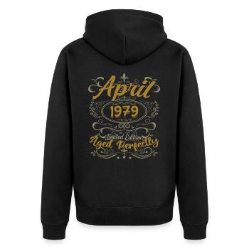 Avril 1979 Cadeau Anniversaire April 1979 - Veste à capuche bio Premium Unisexe - noir - Dos - Nico (187cm)
