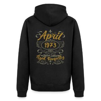 Avril 1973 Cadeau Anniversaire April 1973 - Veste à capuche bio Premium Unisexe - noir - Dos - Nico (187cm)