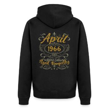 Avril 1966 Cadeau Anniversaire April 1966 - Veste à capuche bio Premium Unisexe - noir - Dos - Nico (187cm)