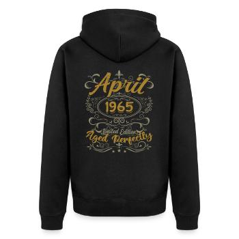Avril 1965 Cadeau Anniversaire April 1965 - Veste à capuche bio Premium Unisexe - noir - Dos - Nico (187cm)
